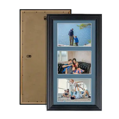 Black Colour Multi Aperture Photo Frame 6X4 (x3) Pictures – Collage Wall Frame For Loved Ones Photos – 40x20cm Frame Size