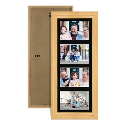 Light Oak Colour Multi Aperture Photo Frame 6X4 (x4) Pictures – Collage Wall Frame For Family Photos – 50x20cm Picture Frame Size
