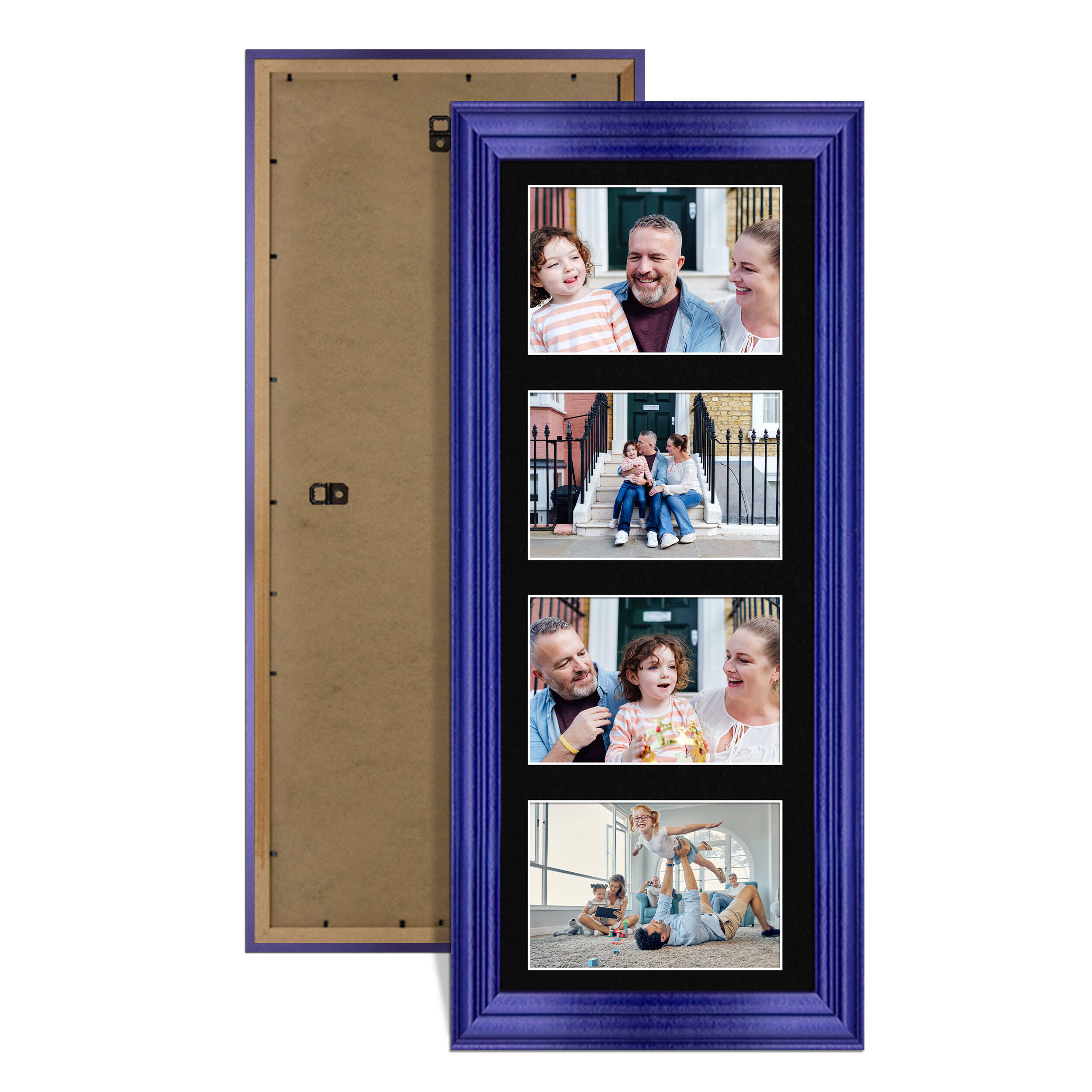 Purple Colour Multi Aperture Photo Frame 6X4 (x4) Pictures – Collage Wall Frame For Loved Ones Photos – 50x20cm Frame Size