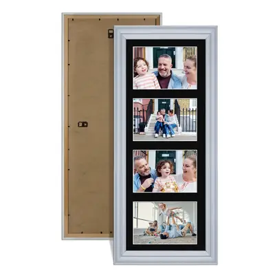 Silver Colour Multi Aperture Photo Frame 6X4 (x4) Pictures – Collage Wall Frame For Family Photos – 50x20cm Picture Frame Size