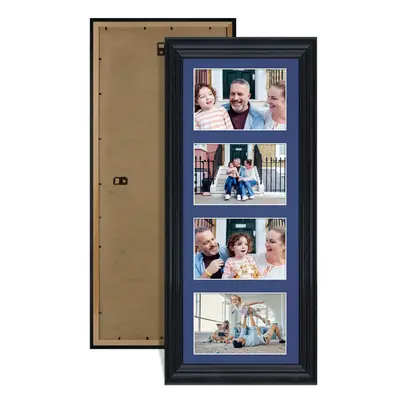 Black Colour Multi Aperture Photo Frame 6X4 (x4) Pictures – Collage Wall Frame For Family Photos – 50x20cm Picture Frame Size