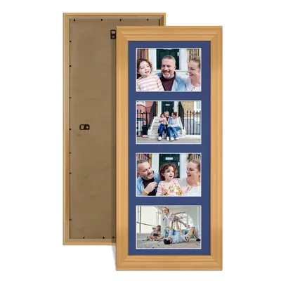 Country Pine Colour Multi Aperture Photo Frame 6X4 (x4) Pictures – Collage Wall Frame for Family Photos – 50x20cm Picture Frame Size