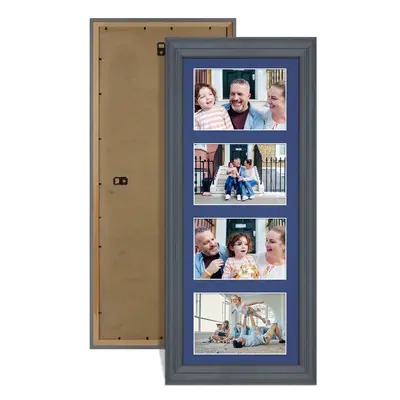 Dark Grey Colour Multi Aperture Photo Frame 6X4 (x4) Pictures – Collage Wall Frame For Loved Ones Photos – 50x20cm Frame Size
