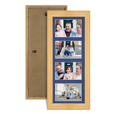 Light Oak Colour Multi Aperture Photo Frame 6X4 (x4) Pictures – Collage Wall Frame For Family Photos – 50x20cm Picture Frame Size