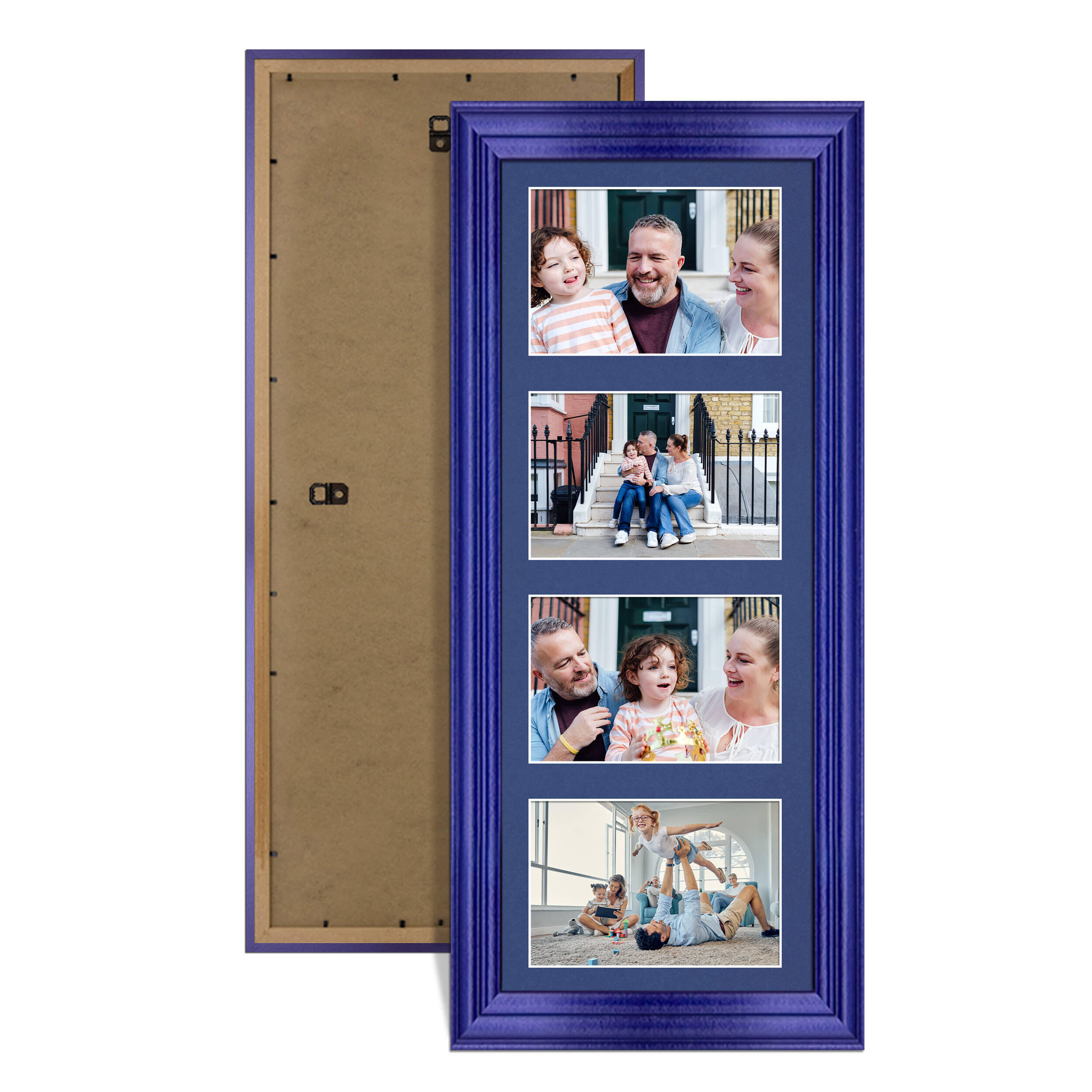 Purple Colour Multi Aperture Photo Frame 6X4 (x4) Pictures – Collage Wall Frame For Family Photos – 50x20cm Picture Frame Size