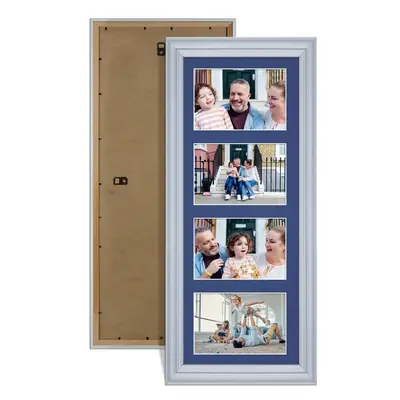 Silver Colour Multi Aperture Photo Frame 6X4 (x4) Pictures – Collage Wall Frame For Family Photos – 50x20cm Picture Frame Size