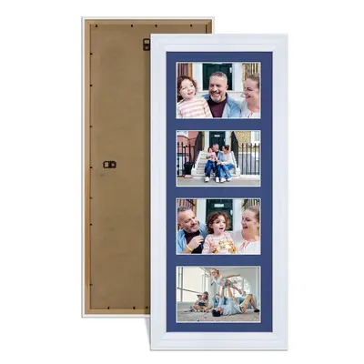 White Colour Multi Aperture Photo Frame 6X4 (x4) Pictures – Collage Wall Frame For Family Photos – 50x20cm Picture Frame Size