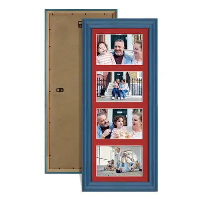 Navy Blue Colour Multi Aperture Photo Frame 6X4 (x4) Pictures – Collage Wall Frame for Family Photos – 50x20cm Picture Frame Size