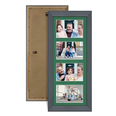 Dark Grey Colour Multi Aperture Photo Frame 6X4 (x4) Pictures – Collage Wall Frame for Family Photos – 50x20cm Picture Frame Size