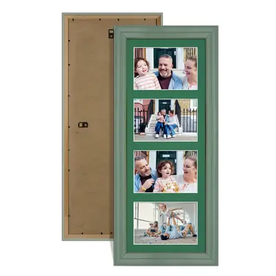 Green Colour Multi Aperture Photo Frame 6X4 (x4) Pictures – Collage Wall Frame For Family Photos – 50x20cm Picture Frame Size