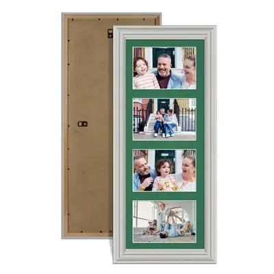Light Grey Colour Multi Aperture Photo Frame 6X4 (x4) Pictures – Collage Wall Frame For Loved Ones Photos – 50x20cm Frame Size