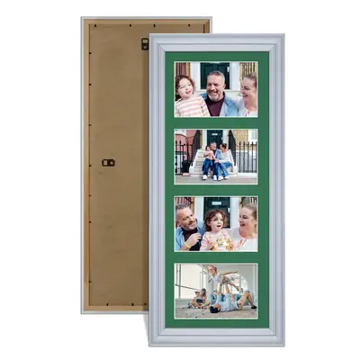 Silver Colour Multi Aperture Photo Frame 6X4 (x4) Pictures – Collage Wall Frame For Family Photos – 50x20cm Picture Frame Size