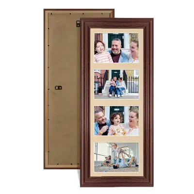 Rose Wood Colour Multi Aperture Photo Frame 6X4 (x4) Pictures – Collage Wall Frame For Family Photos – 50x20cm Picture Frame Size