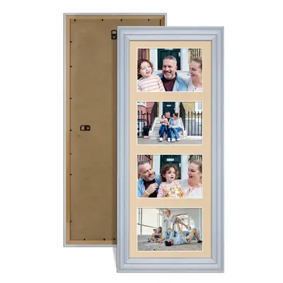 Silver Colour Multi Aperture Photo Frame 6X4 (x4) Pictures – Collage Wall Frame for Family Photos – 50x20cm Picture Frame Size