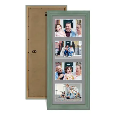 Green Colour Multi Aperture Photo Frame 6X4 (x4) Pictures – Collage Wall Frame For Family Photos – 50x20cm Picture Frame Size