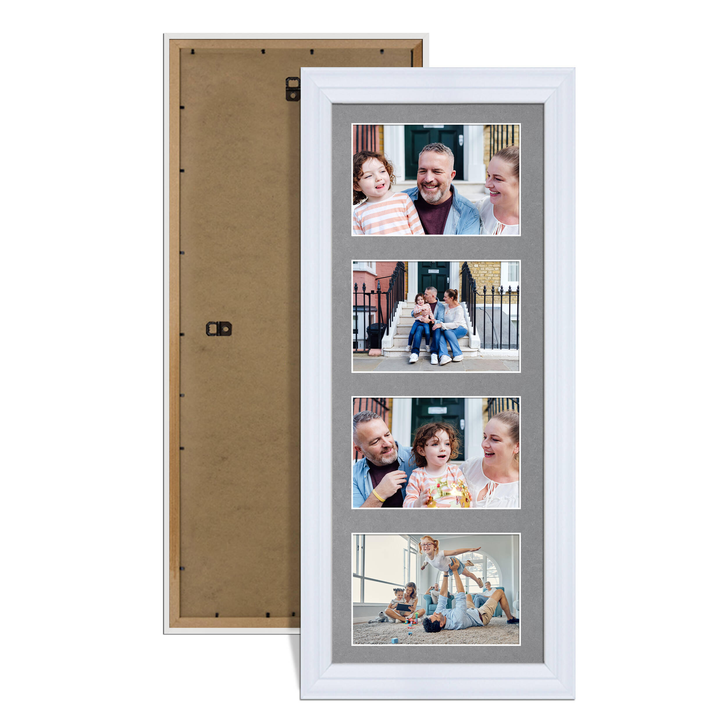 White Colour Multi Aperture Photo Frame 6X4 (x4) Pictures – Collage Wall Frame for Family Photos – 50x20cm Picture Frame Size