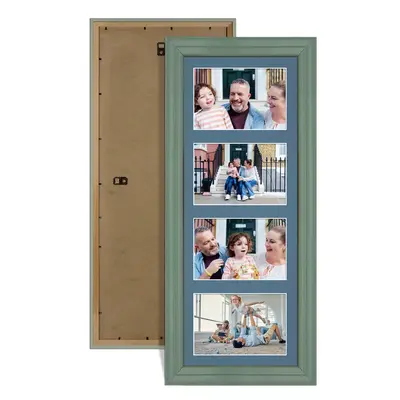 Green Colour Multi Aperture Photo Frame 6X4 (x4) Pictures – Collage Wall Frame For Loved Ones Photos – 50x20cm Frame Size