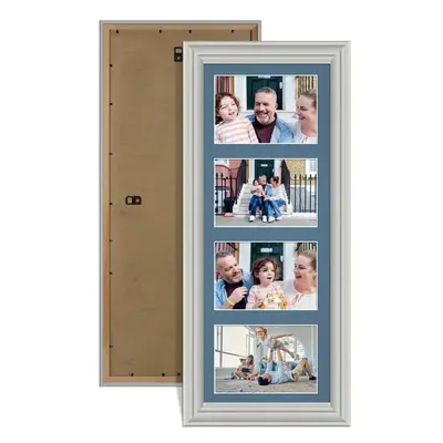 Light Grey Colour Multi Aperture Photo Frame 6X4 (x4) Pictures – Collage Wall Frame For Family Photos – 50x20cm Picture Frame Size