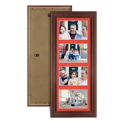 Rose Wood Colour Multi Aperture Photo Frame 6X4 (x4) Pictures – Collage Wall Frame For Family Photos – 50x20cm Picture Frame Size