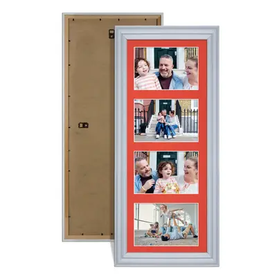 Silver Colour Multi Aperture Photo Frame 6X4 (x4) Pictures – Collage Wall Frame for Family Photos – 50x20cm Picture Frame Size