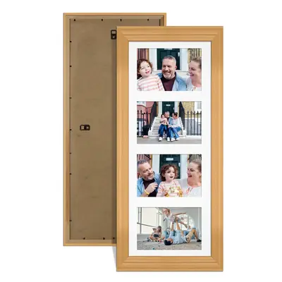 Country Pine Colour Multi Aperture Photo Frame 6X4 (x4) Pictures – Collage Wall Frame for Family Photos – 50x20cm Picture Frame Size