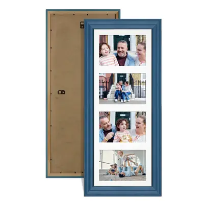 Navy Blue Colour Multi Aperture Photo Frame 6X4 (x4) Pictures – Collage Wall Frame For Family Photos – 50x20cm Picture Frame Size