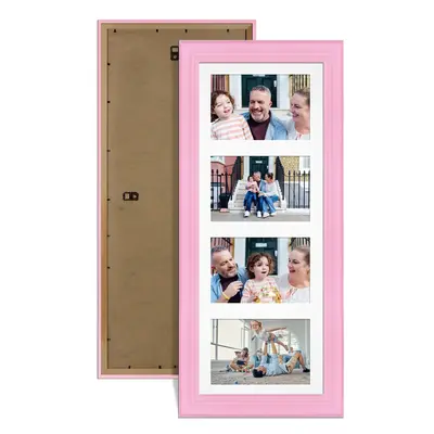 Pastel Pink Colour Multi Aperture Photo Frame 6X4 (x4) Pictures – Collage Wall Frame for Family Photos – 50x20cm Picture Frame Size