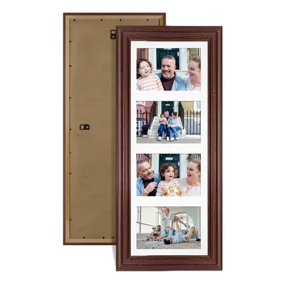 Rose Wood Colour Multi Aperture Photo Frame 6X4 (x4) Pictures – Collage Wall Frame For Loved Ones Photos – 50x20cm Frame Size