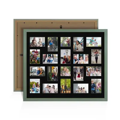 Green Colour Multi Aperture Photo Frame 6X4 (x18) and 4X4 (x2) Pictures – Collage Wall Frame for Family Photos – 80x70cm Picture Frame Size