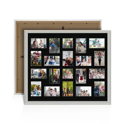 Light Grey Colour Multi Aperture Photo Frame 6X4 (x18) and 4X4 (x2) Pictures – Collage Wall Frame For Family Photos – 80x70cm Picture Frame Size