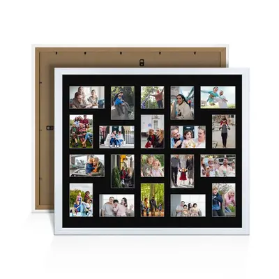 White Colour Multi Aperture Photo Frame 6X4 (x18) and 4X4 (x2) Pictures – Collage Wall Frame For Loved Ones Photos – 80x70cm Frame Size