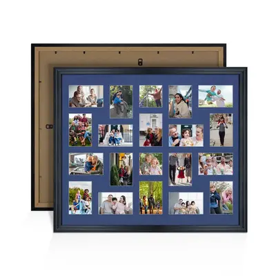 Black Colour Multi Aperture Photo Frame 6X4 (x18) and 4X4 (x2) Pictures – Collage Wall Frame For Loved Ones Photos – 80x70cm Frame Size