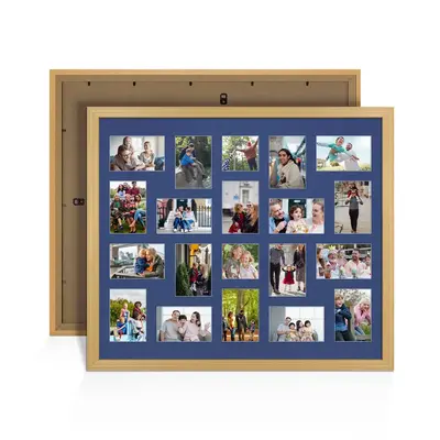 Country Pine Colour Multi Aperture Photo Frame 6X4 (x18) and 4X4 (x2) Pictures – Collage Wall Frame For Family Photos – 80x70cm Picture Frame Size