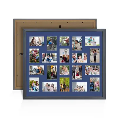 Dark Grey Colour Multi Aperture Photo Frame 6X4 (x18) and 4X4 (x2) Pictures – Collage Wall Frame for Family Photos – 80x70cm Picture Frame Size