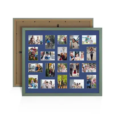 Green Colour Multi Aperture Photo Frame 6X4 (x18) and 4X4 (x2) Pictures – Collage Wall Frame for Family Photos – 80x70cm Picture Frame Size