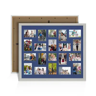 Light Grey Colour Multi Aperture Photo Frame 6X4 (x18) and 4X4 (x2) Pictures – Collage Wall Frame for Family Photos – 80x70cm Picture Frame Size