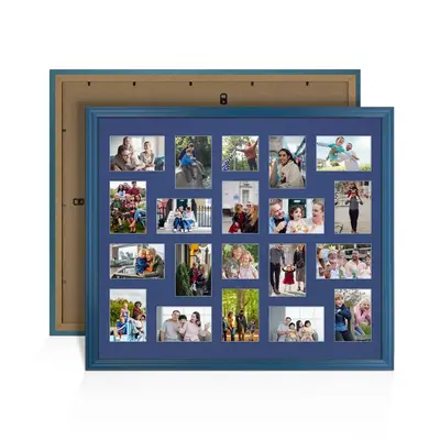 Navy Blue Colour Multi Aperture Photo Frame 6X4 (x18) and 4X4 (x2) Pictures – Collage Wall Frame for Family Photos – 80x70cm Picture Frame Size