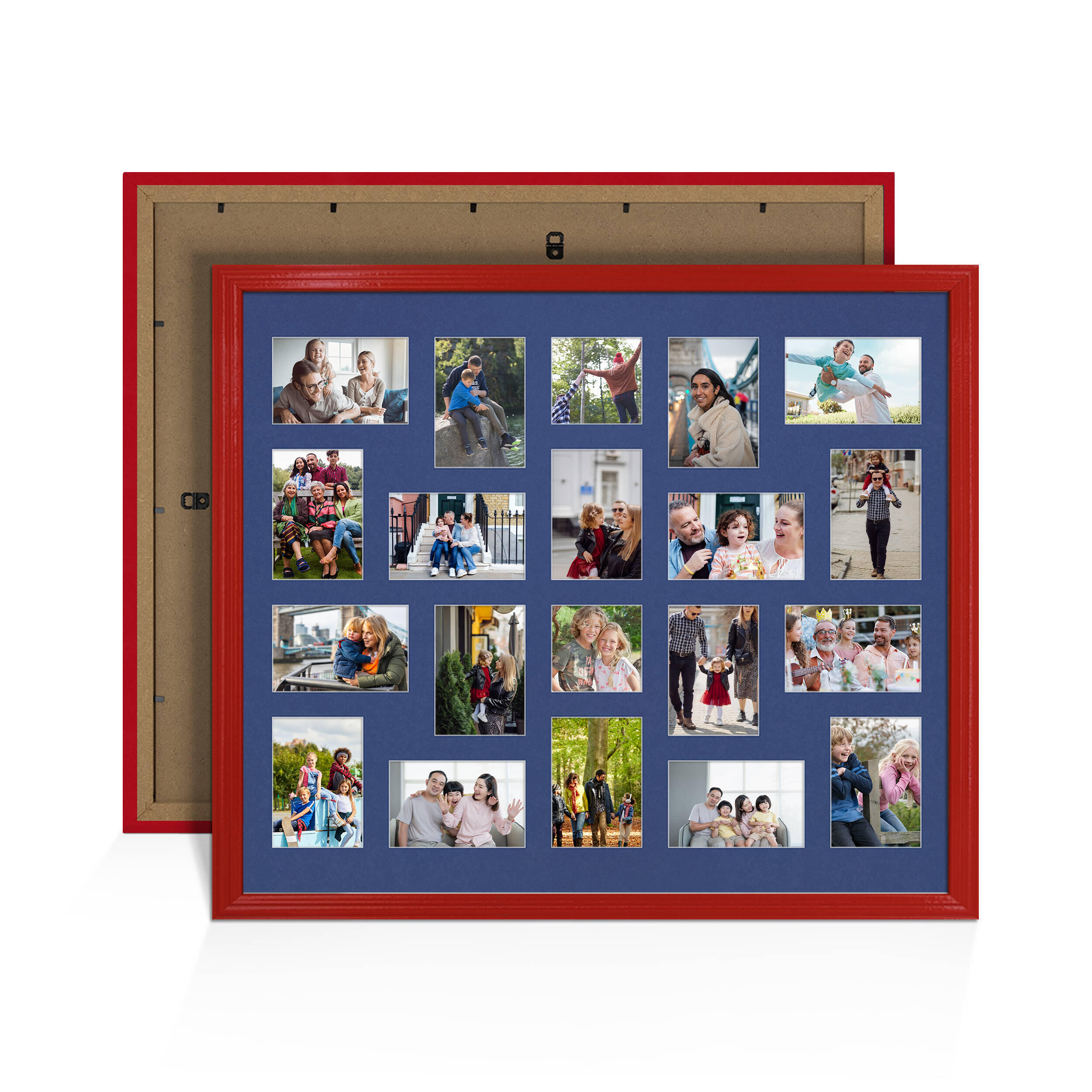 Red Colour Multi Aperture Photo Frame 6X4 (x18) and 4X4 (x2) Pictures – Collage Wall Frame For Family Photos – 80x70cm Picture Frame Size