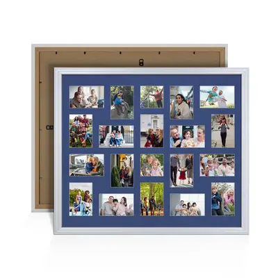 Silver Colour Multi Aperture Photo Frame 6X4 (x18) and 4X4 (x2) Pictures – Collage Wall Frame for Family Photos – 80x70cm Picture Frame Size