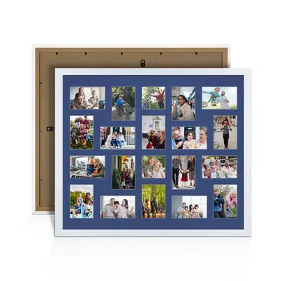 White Colour Multi Aperture Photo Frame 6X4 (x18) and 4X4 (x2) Pictures – Collage Wall Frame For Family Photos – 80x70cm Picture Frame Size