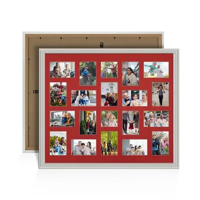 Light Grey Colour Multi Aperture Photo Frame 6X4 (x18) and 4X4 (x2) Pictures – Collage Wall Frame For Loved Ones Photos – 80x70cm Frame Size