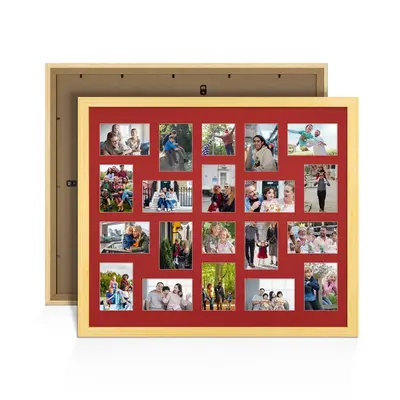 Light Oak Colour Multi Aperture Photo Frame 6X4 (x18) and 4X4 (x2) Pictures – Collage Wall Frame For Loved Ones Photos – 80x70cm Frame Size