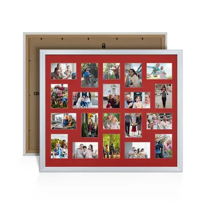 Silver Colour Multi Aperture Photo Frame 6X4 (x18) and 4X4 (x2) Pictures – Collage Wall Frame For Family Photos – 80x70cm Picture Frame Size