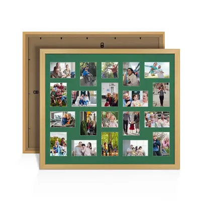 Country Pine Colour Multi Aperture Photo Frame 6X4 (x18) and 4X4 (x2) Pictures – Collage Wall Frame for Family Photos – 80x70cm Picture Frame Size