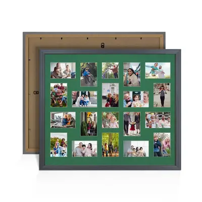 Dark Grey Colour Multi Aperture Photo Frame 6X4 (x18) and 4X4 (x2) Pictures – Collage Wall Frame For Family Photos – 80x70cm Picture Frame Size