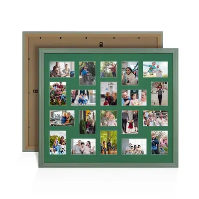 Green Colour Multi Aperture Photo Frame 6X4 (x18) and 4X4 (x2) Pictures – Collage Wall Frame For Family Photos – 80x70cm Picture Frame Size