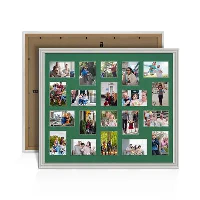 Light Grey Colour Multi Aperture Photo Frame 6X4 (x18) and 4X4 (x2) Pictures – Collage Wall Frame For Family Photos – 80x70cm Picture Frame Size