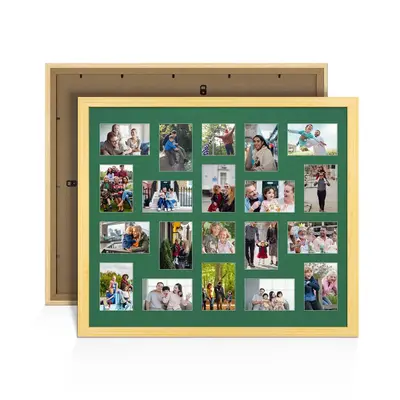 Light Oak Colour Multi Aperture Photo Frame 6X4 (x18) and 4X4 (x2) Pictures – Collage Wall Frame For Loved Ones Photos – 80x70cm Frame Size