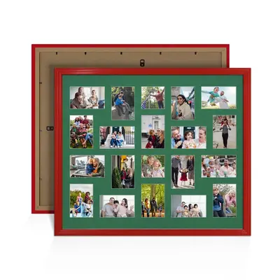 Red Colour Multi Aperture Photo Frame 6X4 (x18) and 4X4 (x2) Pictures – Collage Wall Frame for Family Photos – 80x70cm Picture Frame Size
