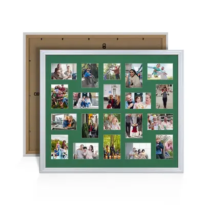 Silver Colour Multi Aperture Photo Frame 6X4 (x18) and 4X4 (x2) Pictures – Collage Wall Frame For Family Photos – 80x70cm Picture Frame Size